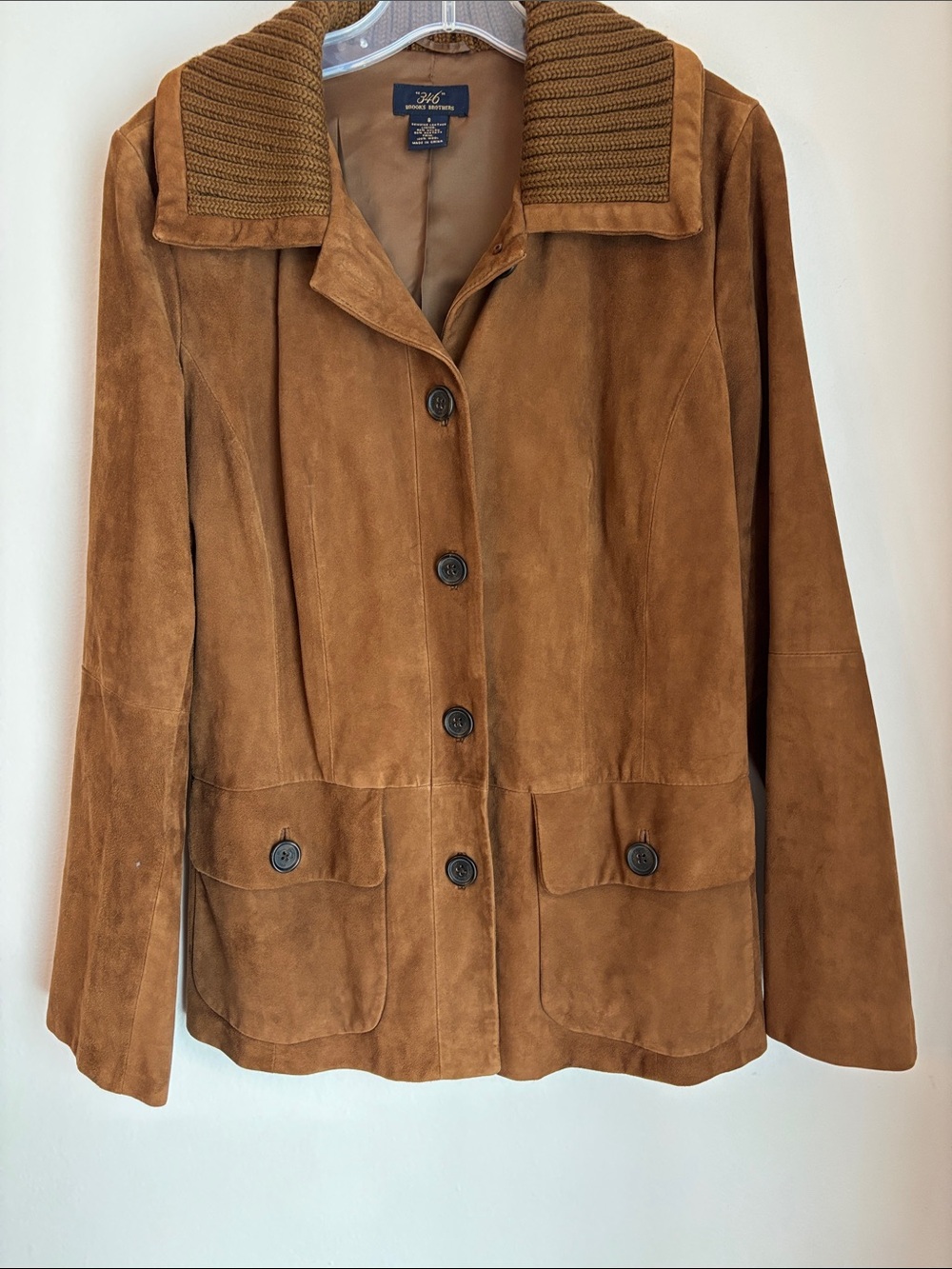 Brooks Brothers women Suede leather Button-Front Jacket Chestnut Brown Large - Picture 2 of 9